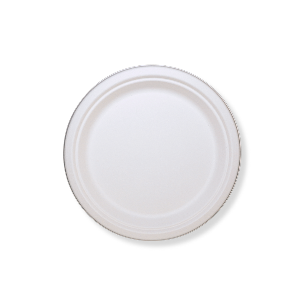9-Inch White Plant Fiber Plate, Round, 1-Compartment — 500/Case